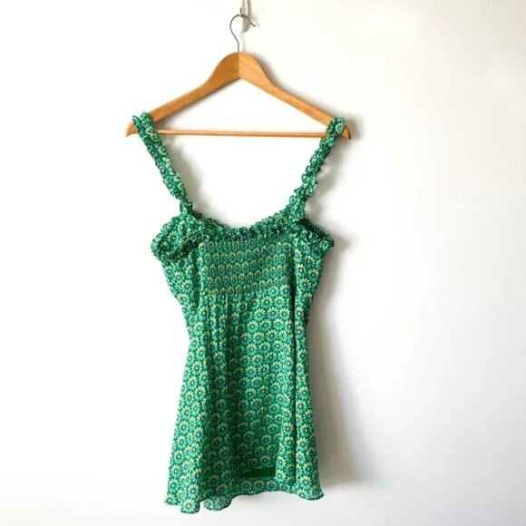 Zara Floral Ruffle Strap Mini Dress Green Blogger Fav Size Medium - Picture 6 of 8